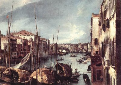 El Gran Canal con el Puente de Rialto en el Fondo (detalle) de Giovanni Antonio Canal